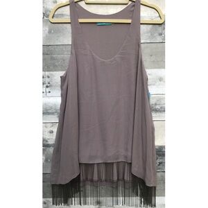 Alice + Olivia Mauve Fringe Blouse